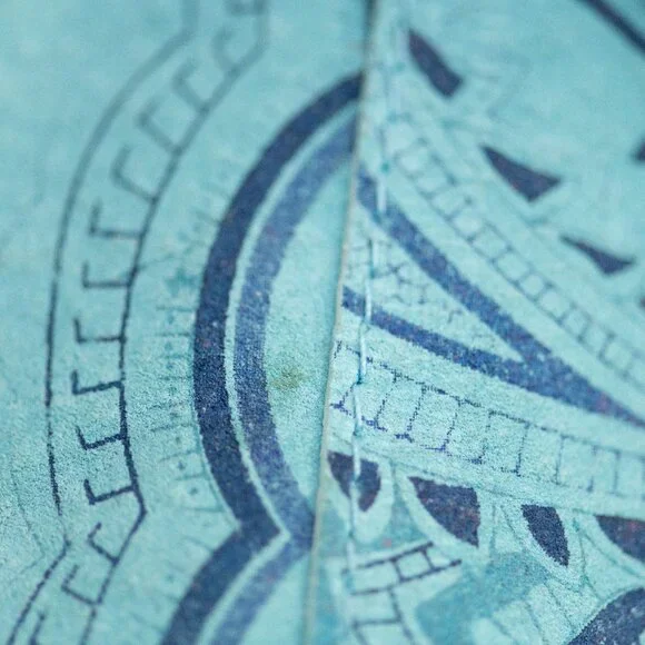 Revue Blue Suede Leather Paisley Blazer Shirt Jacket M Boho Western Y2K - Picture 6 of 10